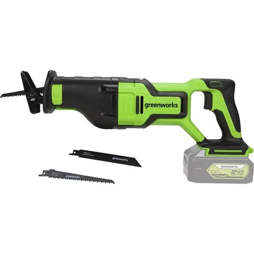 Greenworks GD24RS Akkumulátoros orrfűrész 24V, vmélység fa: 210mm, fém: 20mm, akku-töltő nélkül Greenworks GD24RS Akkumulátoros orrfűrész 24V, vmélység fa: 210mm, fém: 20mm, akku-töltő nélkül