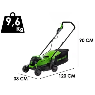 Greenworks GD24LM33K2 Akkumulátoros fűgyűjtős fűnyíró 24 V, 33 cm, akku- és töltővel