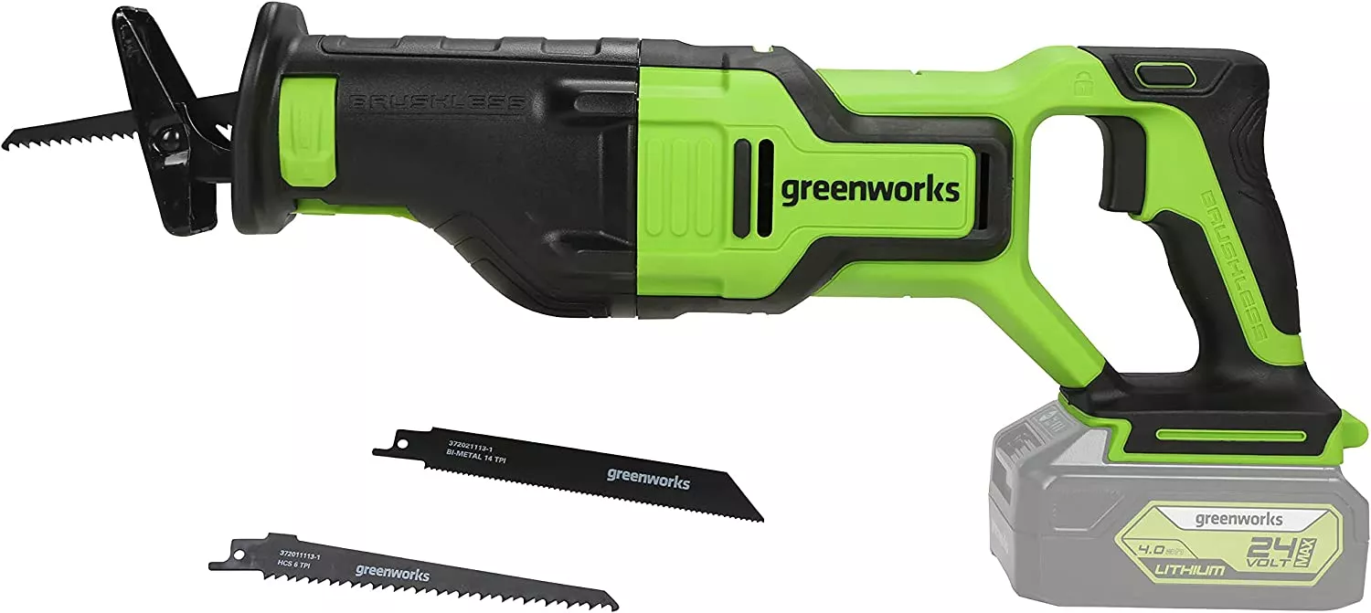 Greenworks GD24RS Akkumulátoros orrfűrész 24V, vmélység fa: 210mm, fém: 20mm, akku-töltő nélkül